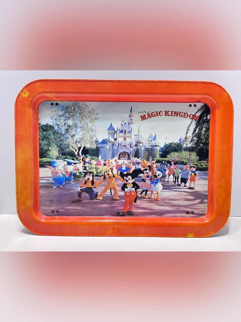 Vintage 1980's Walt Disney's MAGIC KINGDOM Mickey and Friends Lap TV Tray Metal